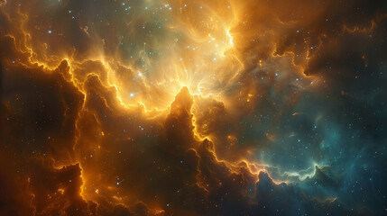 Vibrant Photo of a Nebula's Star-Studded Beauty Exploring the Celestial Splendor of Deep Space in Vivid Detail