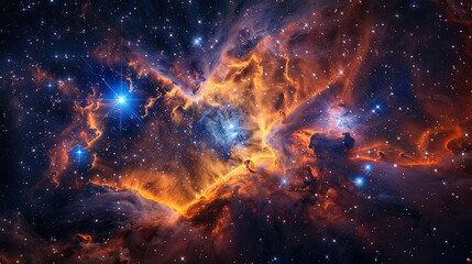 Vibrant Photo of a Nebula's Star-Studded Beauty Exploring the Celestial Splendor of Deep Space in Vivid Detail