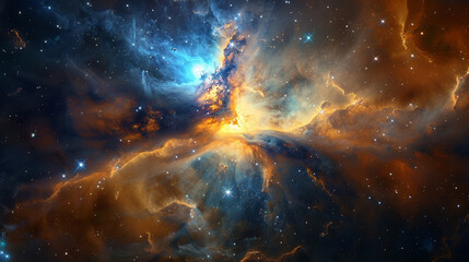 Vibrant Photo of a Nebula's Star-Studded Beauty Exploring the Celestial Splendor of Deep Space in Vivid Detail