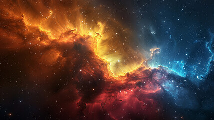 Vibrant Photo of a Nebula's Star-Studded Beauty Exploring the Celestial Splendor of Deep Space in Vivid Detail