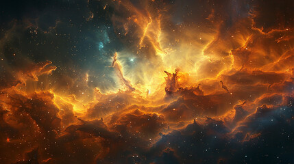 Vibrant Photo of a Nebula's Star-Studded Beauty Exploring the Celestial Splendor of Deep Space in Vivid Detail
