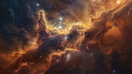 Vibrant Photo of a Nebula's Star-Studded Beauty Exploring the Celestial Splendor of Deep Space in Vivid Detail
