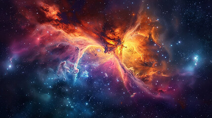 Vibrant Photo of a Nebula's Star-Studded Beauty Exploring the Celestial Splendor of Deep Space in Vivid Detail
