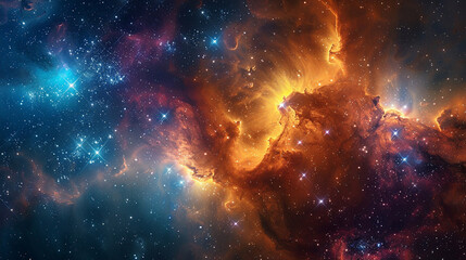 Vibrant Photo of a Nebula's Star-Studded Beauty Exploring the Celestial Splendor of Deep Space in Vivid Detail