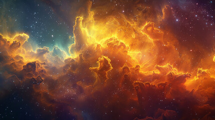 Vibrant Photo of a Nebula's Star-Studded Beauty Exploring the Celestial Splendor of Deep Space in Vivid Detail