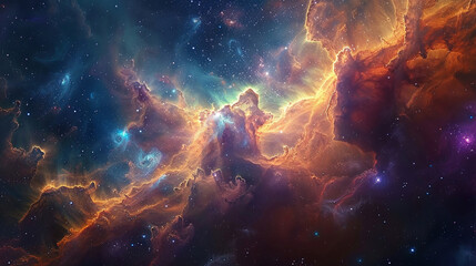 Vibrant Photo of a Nebula's Star-Studded Beauty Exploring the Celestial Splendor of Deep Space in Vivid Detail