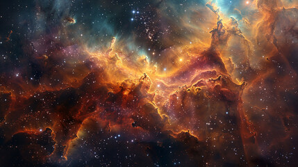 Vibrant Photo of a Nebula's Star-Studded Beauty Exploring the Celestial Splendor of Deep Space in Vivid Detail