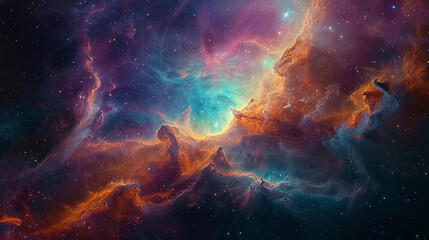 Vibrant Photo of a Nebula's Star-Studded Beauty Exploring the Celestial Splendor of Deep Space in Vivid Detail