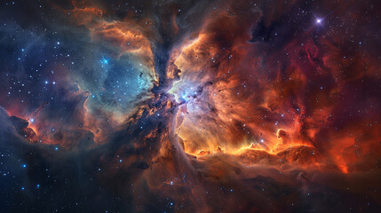 Vibrant Photo of a Nebula's Star-Studded Beauty Exploring the Celestial Splendor of Deep Space in Vivid Detail