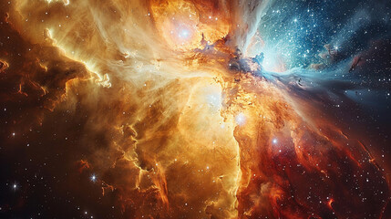 Vibrant Photo of a Nebula's Star-Studded Beauty Exploring the Celestial Splendor of Deep Space in Vivid Detail