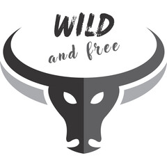 head of a bull, wild life, adventure design, freedom 