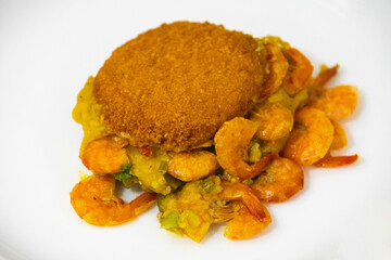 Traditional Brazilian acarajé, food of African origin based on vatapá, caruru and dry shrimp 