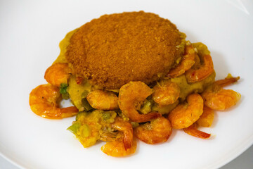 Traditional Brazilian acarajé, food of African origin based on vatapá, caruru and dry shrimp 