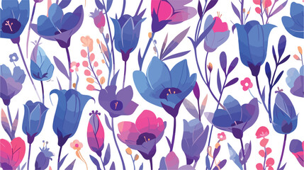 Vector bellflower blossoms seamless pattern backgro