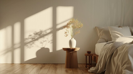 Bedroom With White Bed and Wooden Floor