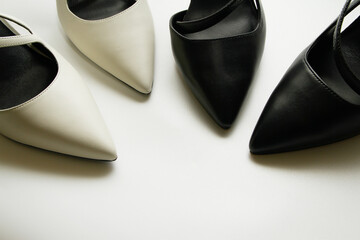 Close up texture of leather high heels