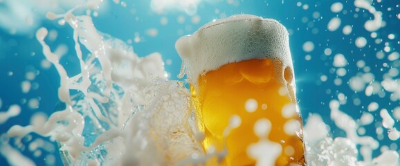 Foamy Beer Splashes, Bold Designs, Dynamic Colors, International Beer Day Background