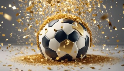 'Cup. background football golden decoration soccer illustration World cake Delicious ball confetti Symbolizing 3d chocolate gold design suprise three tier bakery beautiful birthday cele'