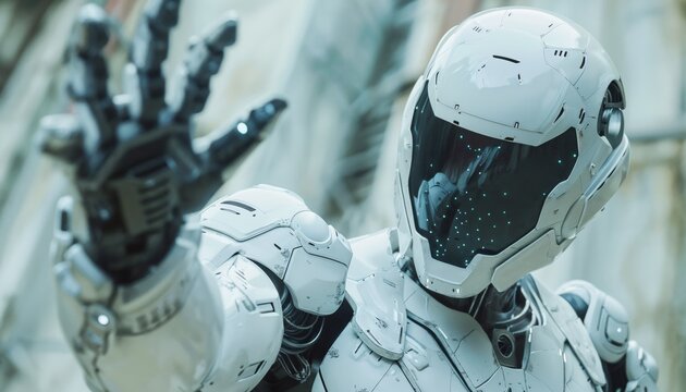 Humanoid robot defusing a volatile hostage situation as an unbiased, flawless negotiator.