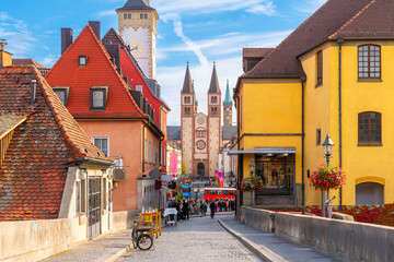 The Old Main bridge or Mainbrücke, at the entrance to the city with the Grafeneckart tower and...