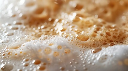 Fototapeta premium Cappuccino and milk foam close up view