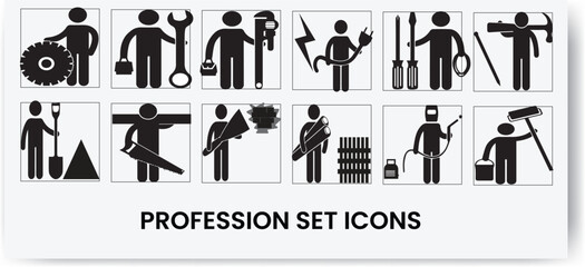 Icon set of human activities. human profession