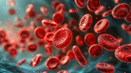 Blood circulation vessels illustration medical research, flow inside body, red cells