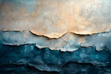 Naklejka premium Abstract Canvas Texture: Sandy Beige, Misty Blue, and Weathered Wood Background Design