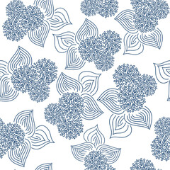 Vector. Hand drawn floral seamless pattern with flowers and leaves. Botanical print can be used for surface textures, wallpaper, pattern fills, web page background, wrapping for gifting, textile.