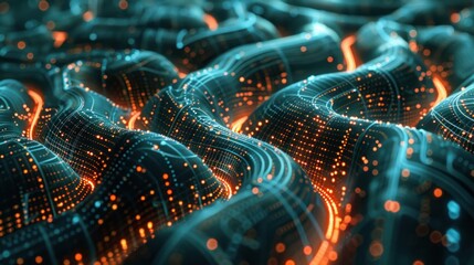 Neural circuit and electronic cyber brain in a quantum computing system. with Imagery AI and Automation background. 