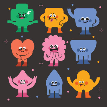 Basic Shape Emotion Illustration Sticker
