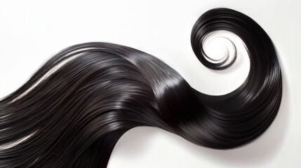 A long black hair with a swirling pattern.