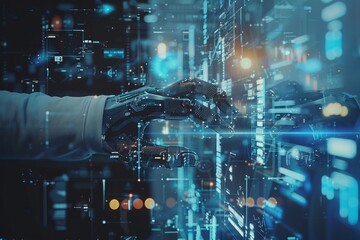 Fototapeta premium human using big data and AI in business developing, photography