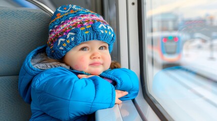 Portrait of a sad and lonely young girl sadly gazing through the window of a moving train