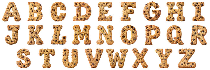 English character png collection set no background in cookie style for sample decoration.