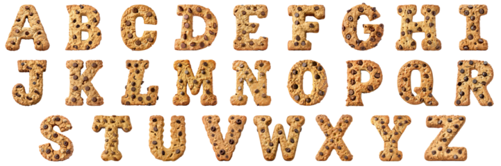 English character png collection set no background in cookie style for sample decoration.