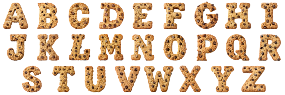 English character png collection set no background in cookie style for sample decoration.