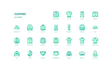 clothes fashion clothing apparel detailed icon set
