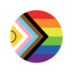 Intersex-inclusive Progress Pride Flag round icon, LGBTQIA circle symbol, vector illustration
