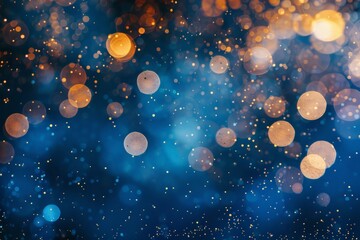 Blue and Gold Bokeh Background. Generative AI.