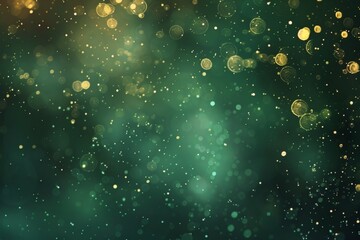 Green and Gold Bokeh Background. Generative AI.