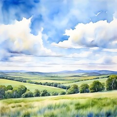 Obraz premium landscape with river and blue sky