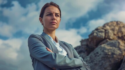 Realistic photo of a determined woman