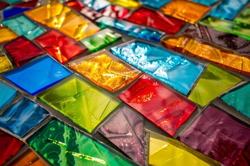 Colorful glass mosaic close-up