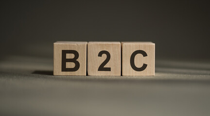 A close-up view of a block with the letters B2C prominently displayed on its surface.