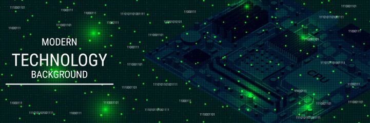 Obraz premium Modern technology style vector banner design template