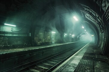 Fototapeta premium Subway Train Station, Generative AI