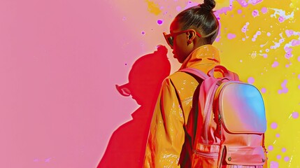 Fototapeta premium Exciting back-to-school theme featuring vivid primary hues and dynamic patterns, perfect for lively school reopening promotions.