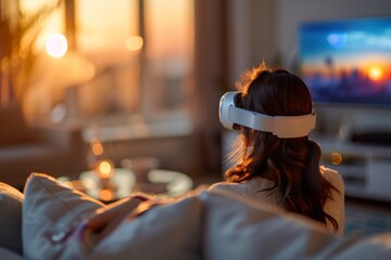 Obraz premium A bright, minimalist indoor garden with a variety of lush houseplants and a person gently watering them.