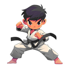 Little kid in karate uniform 